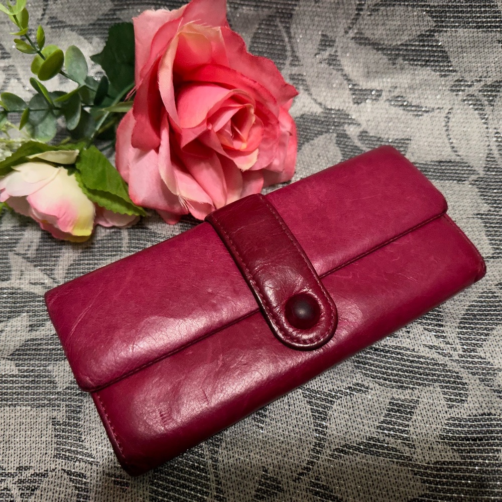 HOBO Deep Magenta Leather Snap Wallet